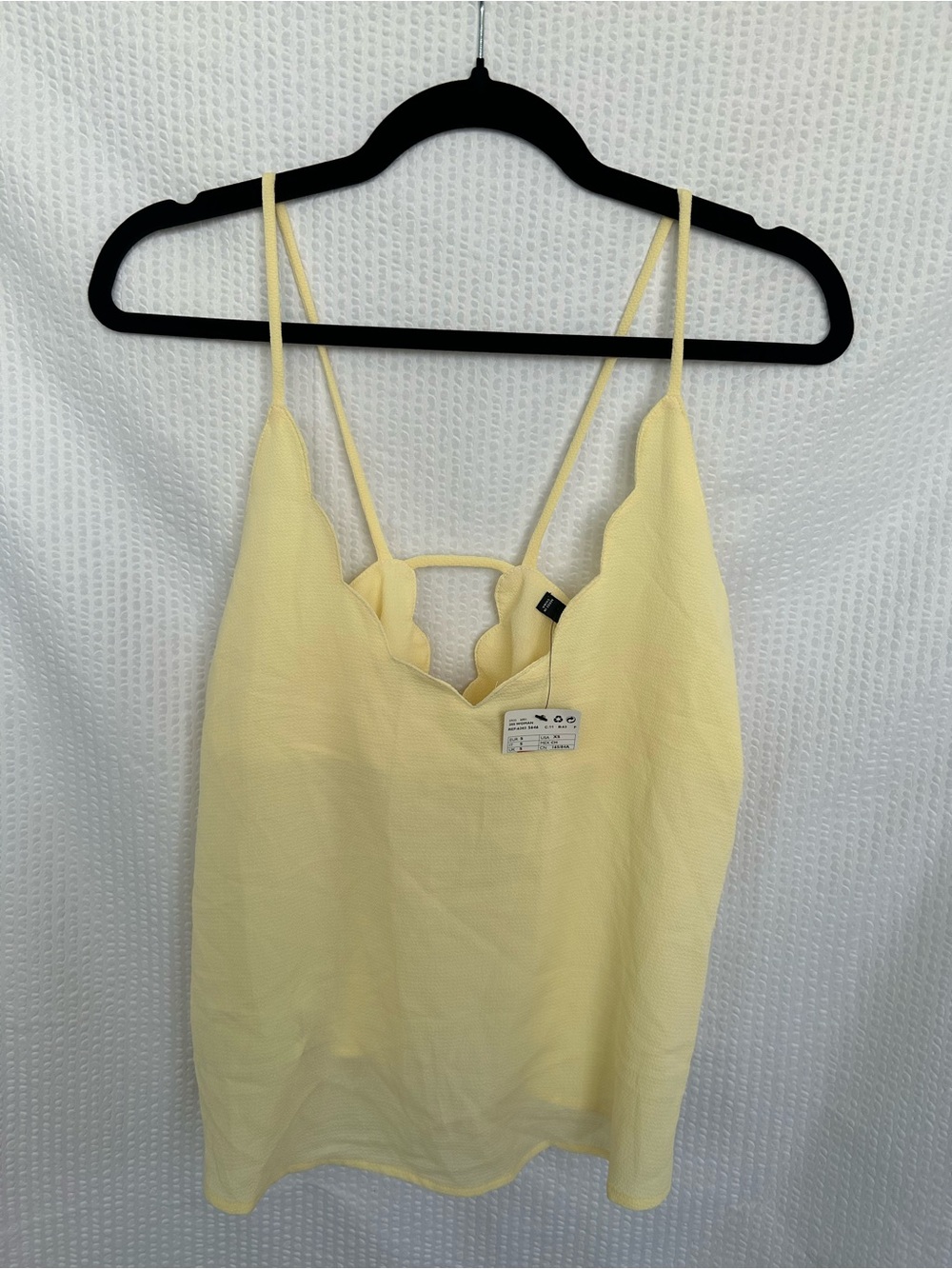 NWT Mango Pastel Yellow Scalloped Camisole Tank Top Size XS